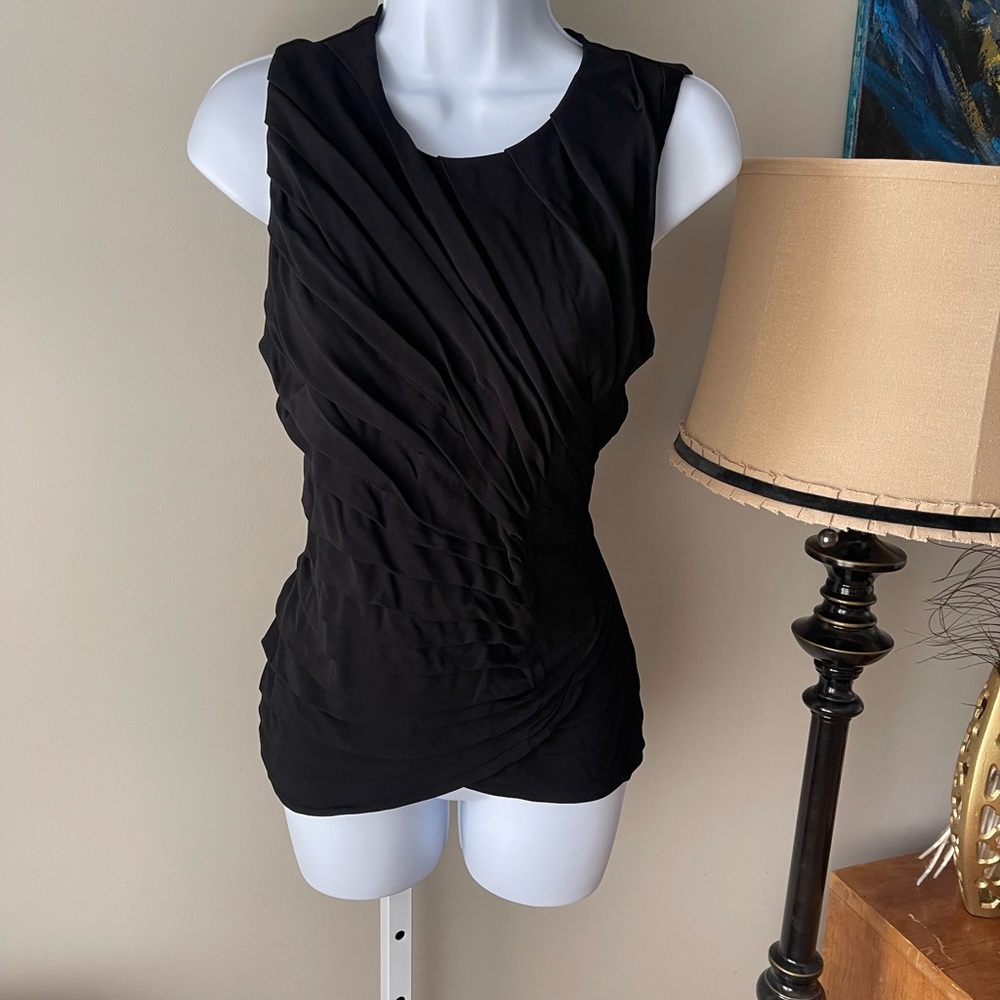 Lauren Ralph Lauren Black Ruched Sleeveless Top Size Medium